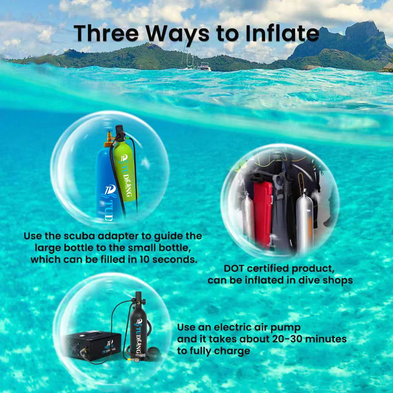 2L Portable Scuba Tank Support Diving Tank for Underwater Works