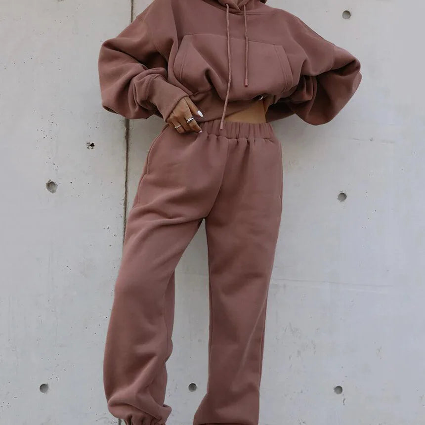 Two Piece Set Casual Fleece Tracksuit Women