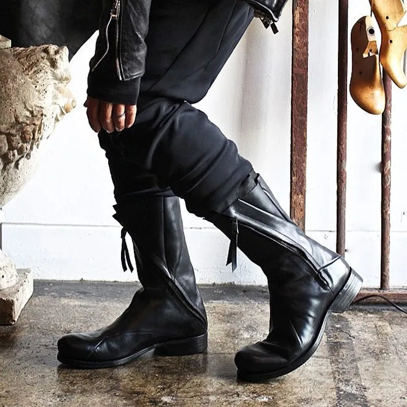Asymmetrical Genuine Leather Boots Men