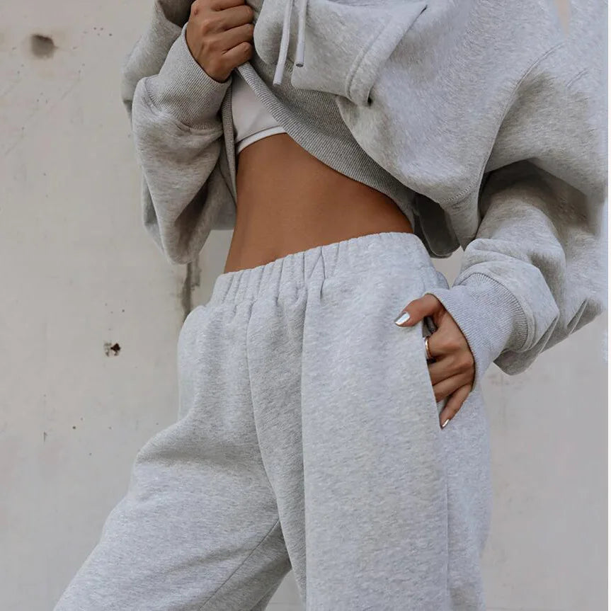 Two Piece Set Casual Fleece Tracksuit Women
