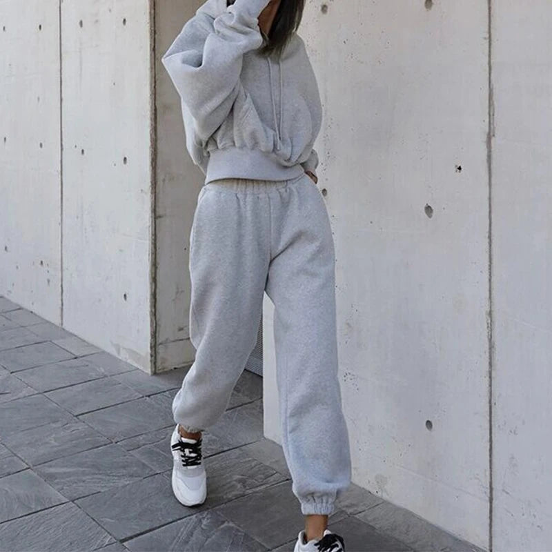 Two Piece Set Casual Fleece Tracksuit Women