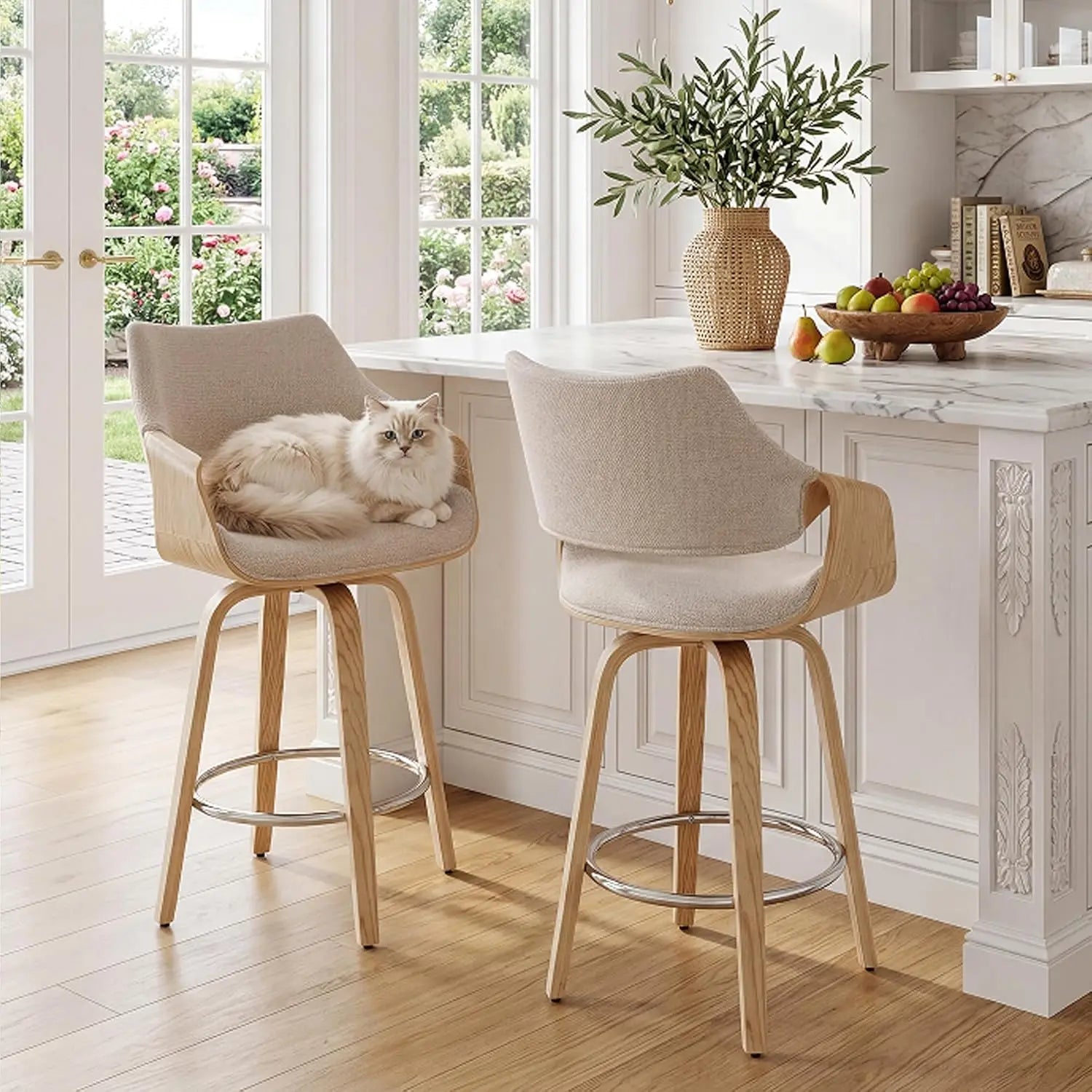 26’’ Modern Barrel Swivel Counter Stools Counter Height