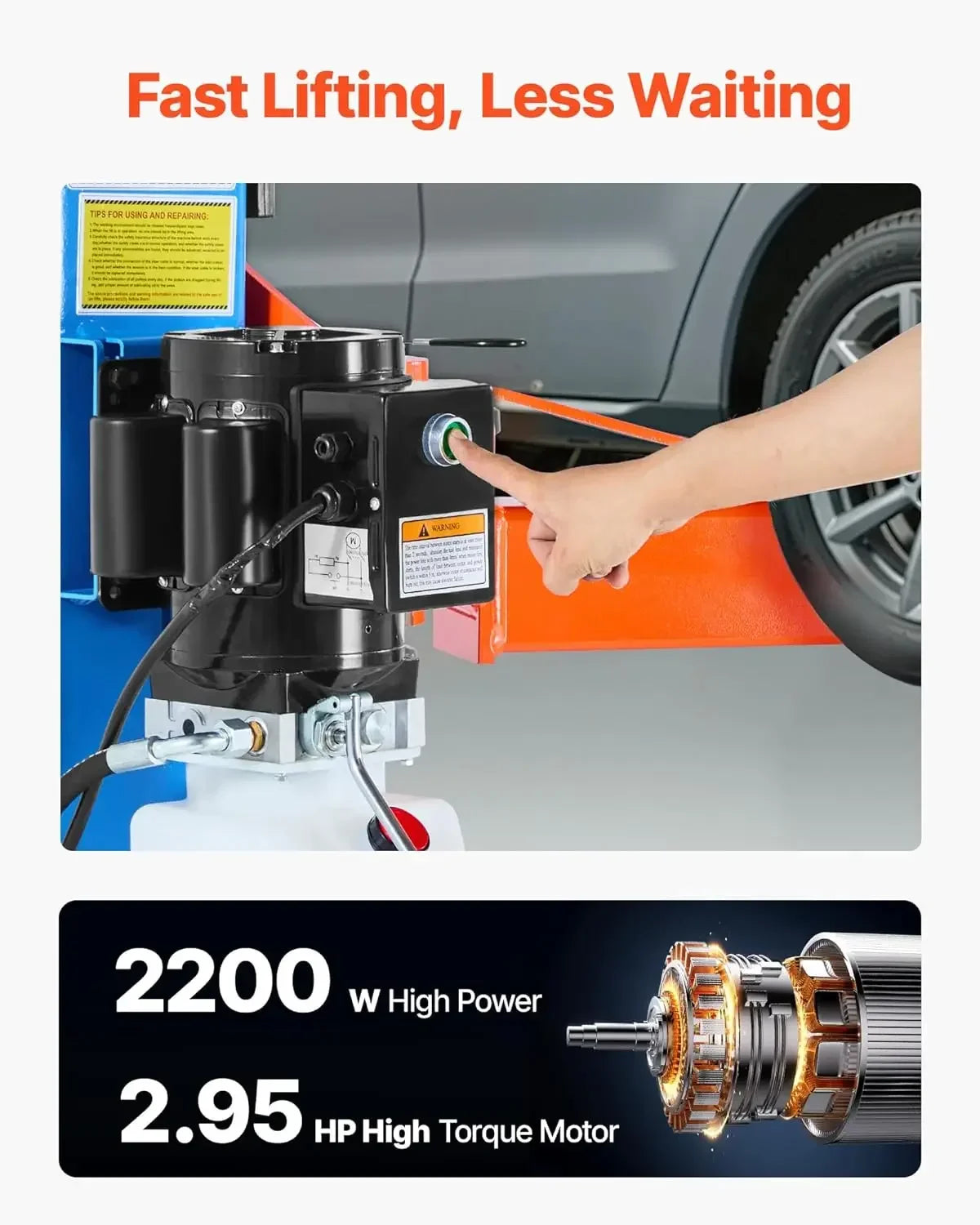 2 Post Lift 12000 lb 2.95 HP Motor