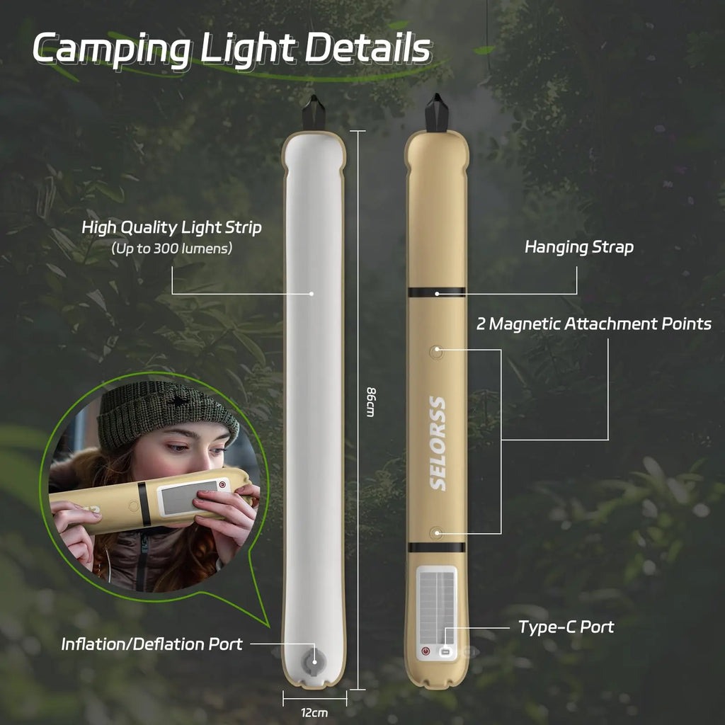 Solar Camping Lantern 2000mAh Folding Portable Light Waterproof