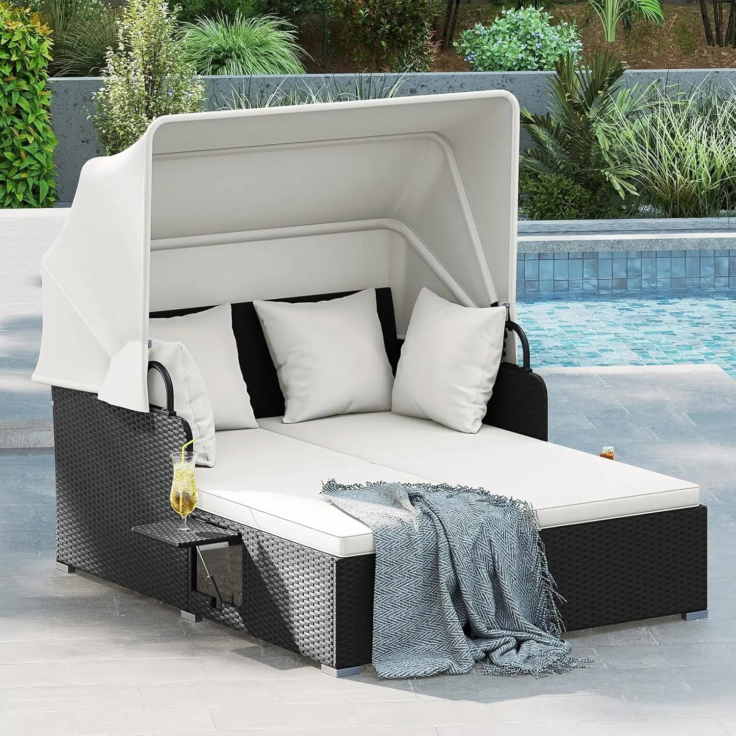 Outdoor Daybed with Canopy 2 Person