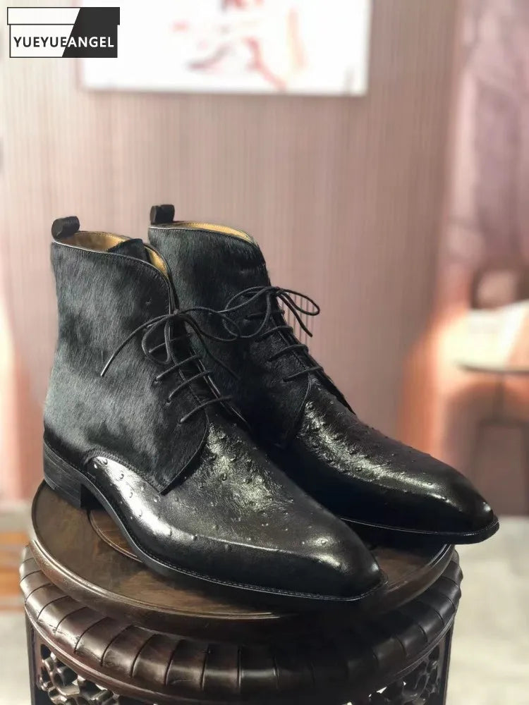 Handmade Shoes Mens British Style Square Toe