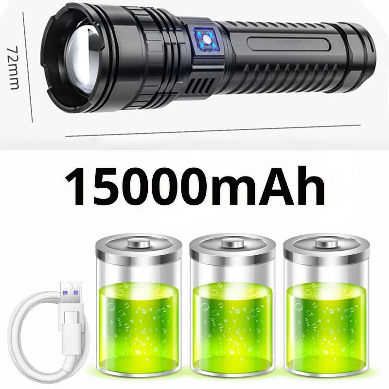 1000W Flash Light Emergency Spotlight 9km Tactical Torch