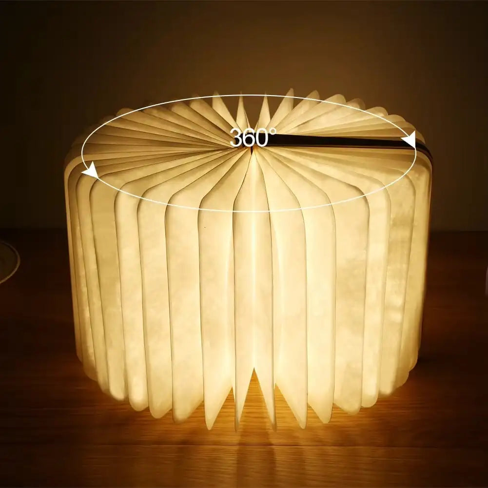 Wooden Folding Book Lamp Portable LED Desk Light USB Rechargeable