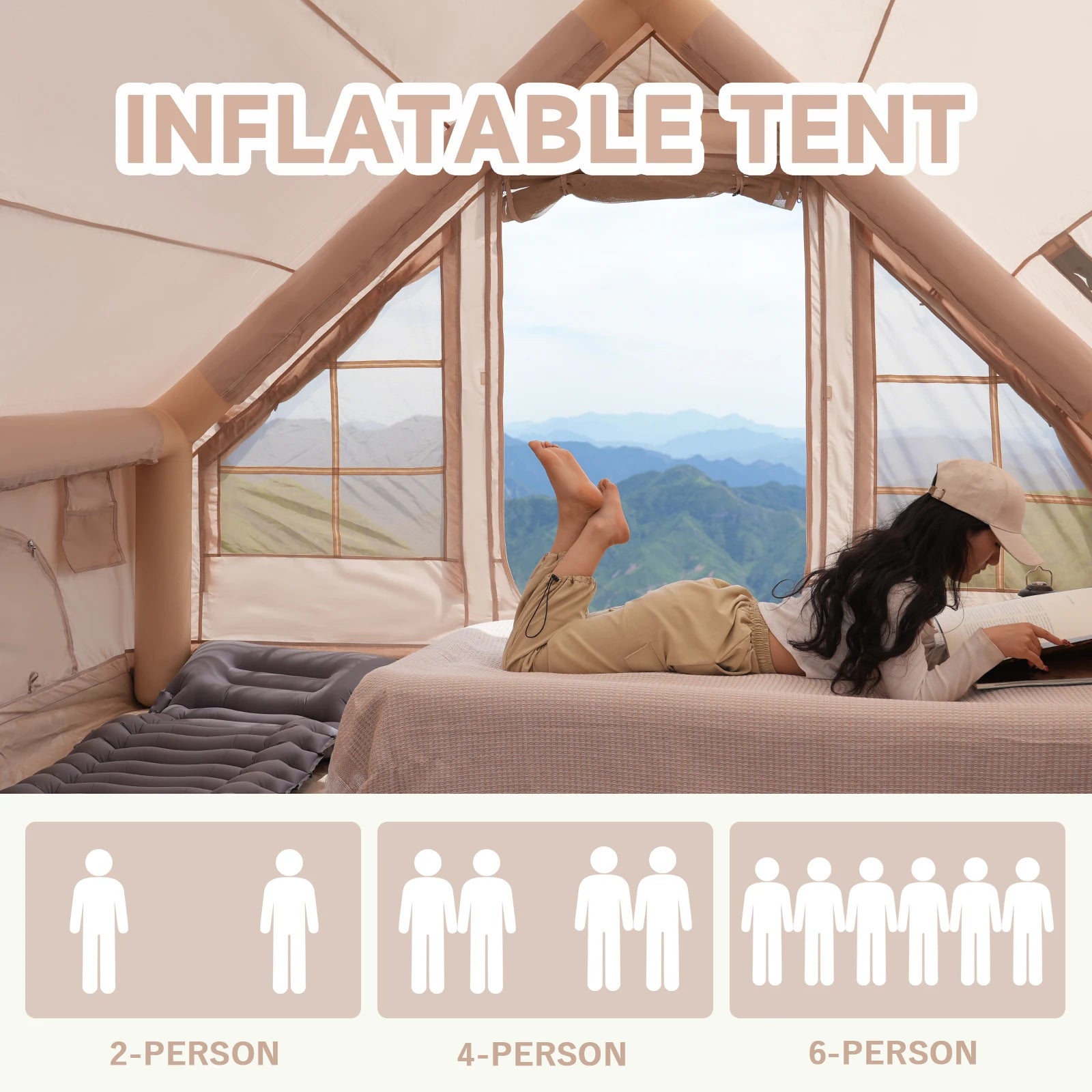 Inflatable Tent With Skylight Quick Setup