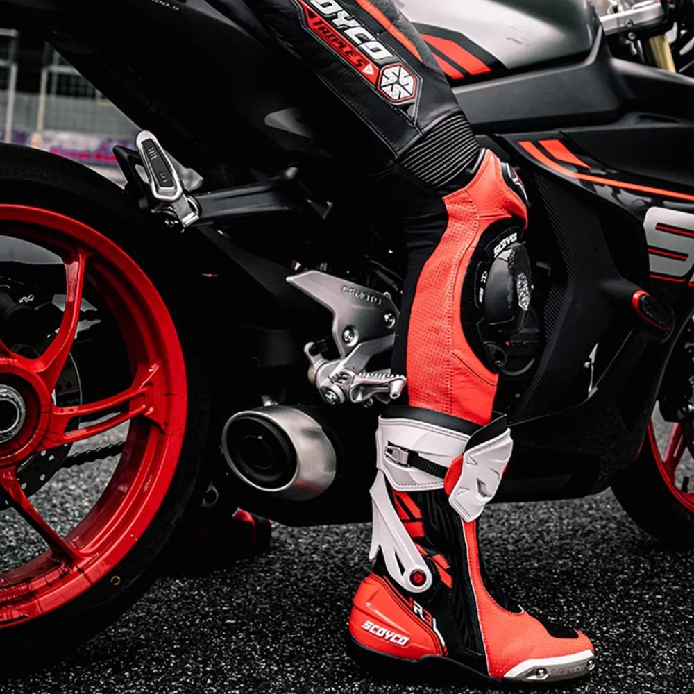 Motorcycle Boots For Men Anti-Slip Sole Ankle Support All-Terrain Grip