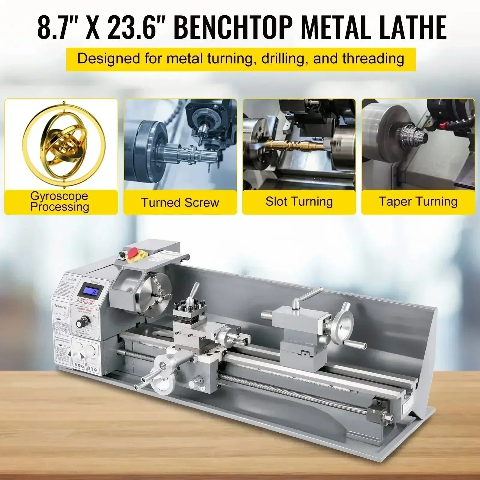 Metal Lathe Variable Speed Mini 3-Jaw Chuck