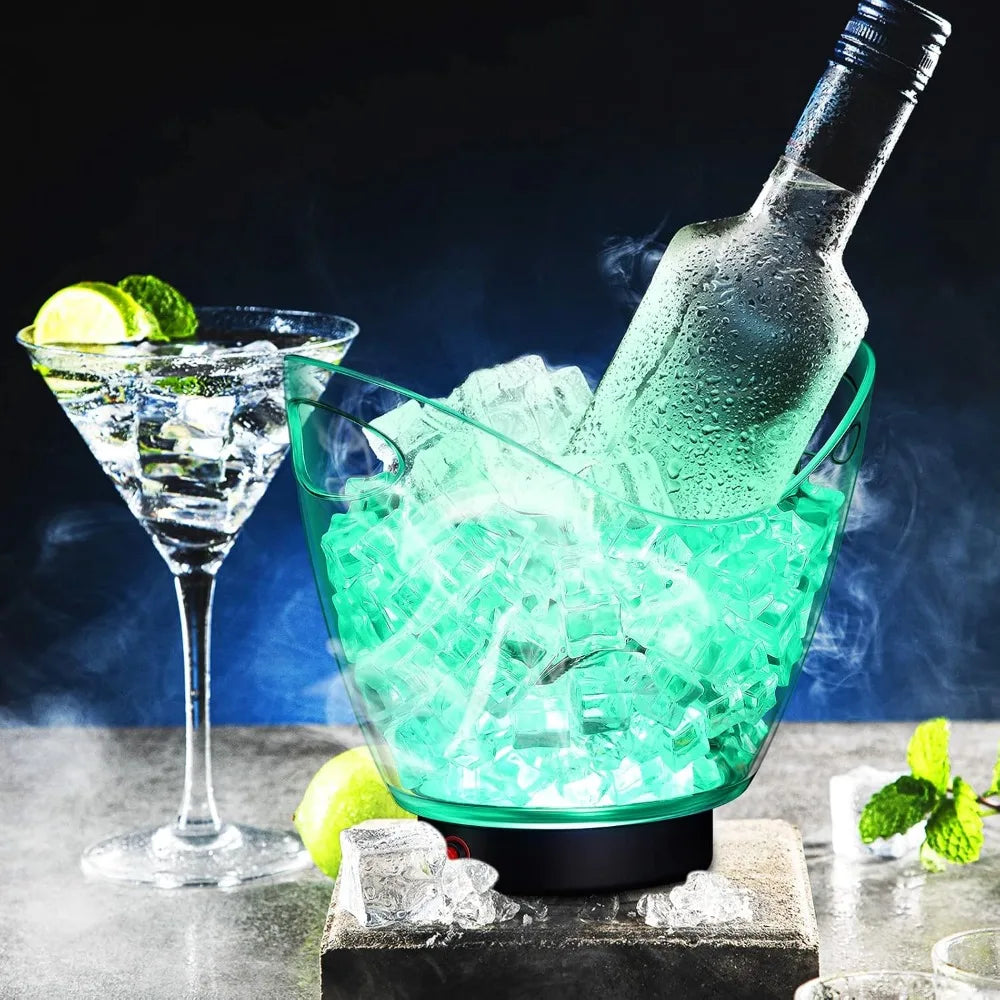4 Pcs LED Ice Buckets 2L Clear Plastic RGB Lights