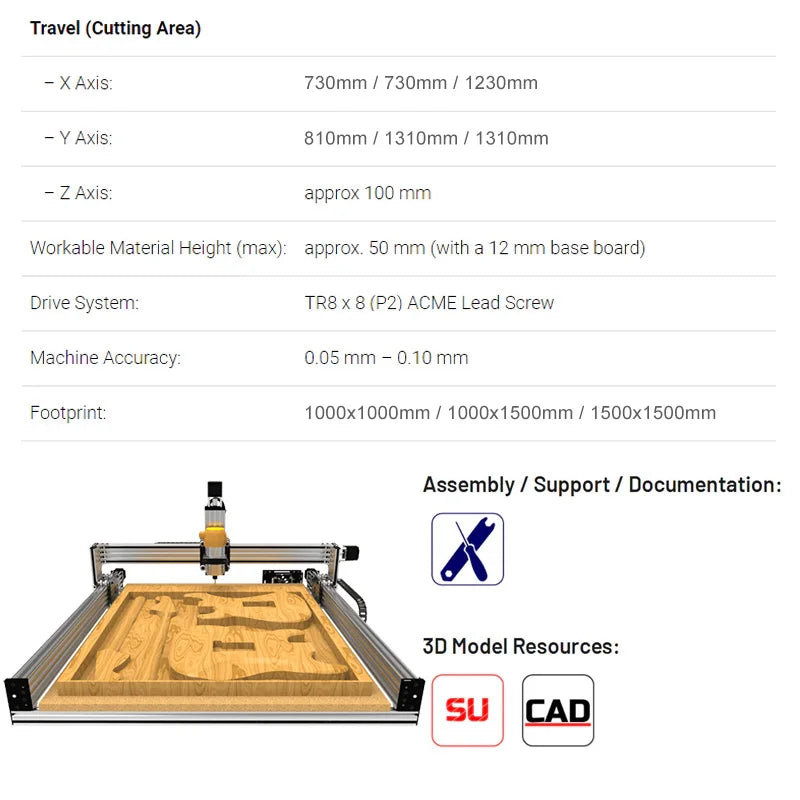 3D Lead CNC Machine Mechanical Kit 4 Axis