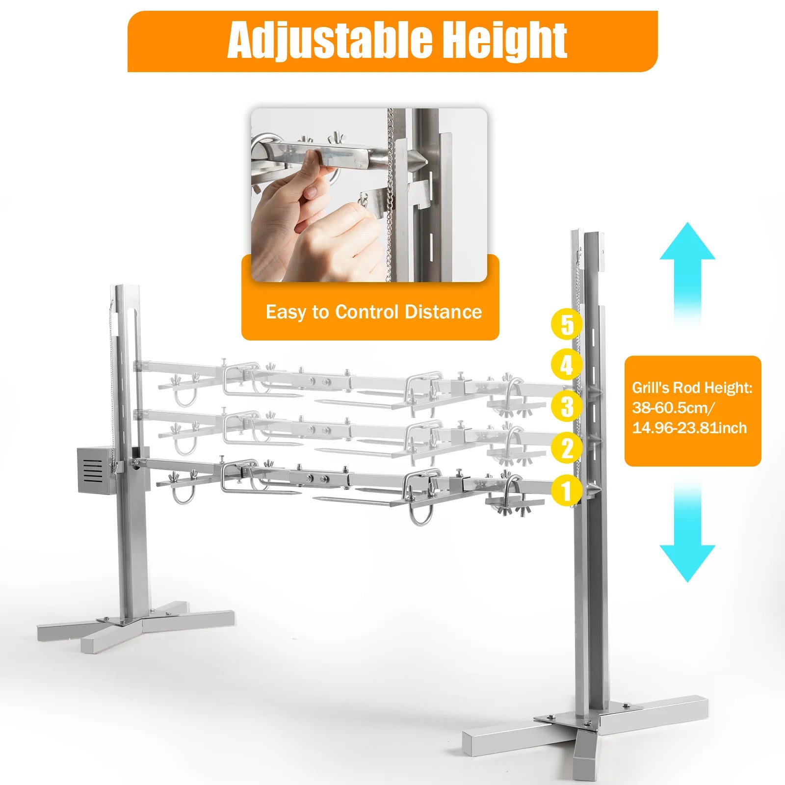 53" Rotisserie Grill Kit Roaster Stand