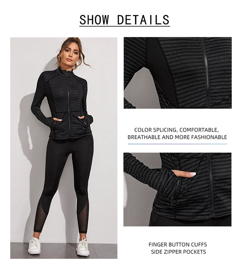 Women’s Slim Fit Lightweight Full Zip Up Yoga Workout Jacket