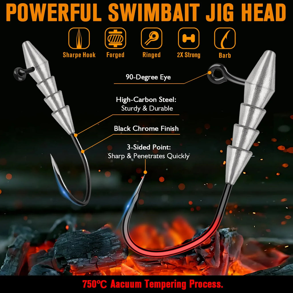 15PCS Hover Rig Jighead Swimbait Fishing Hooks