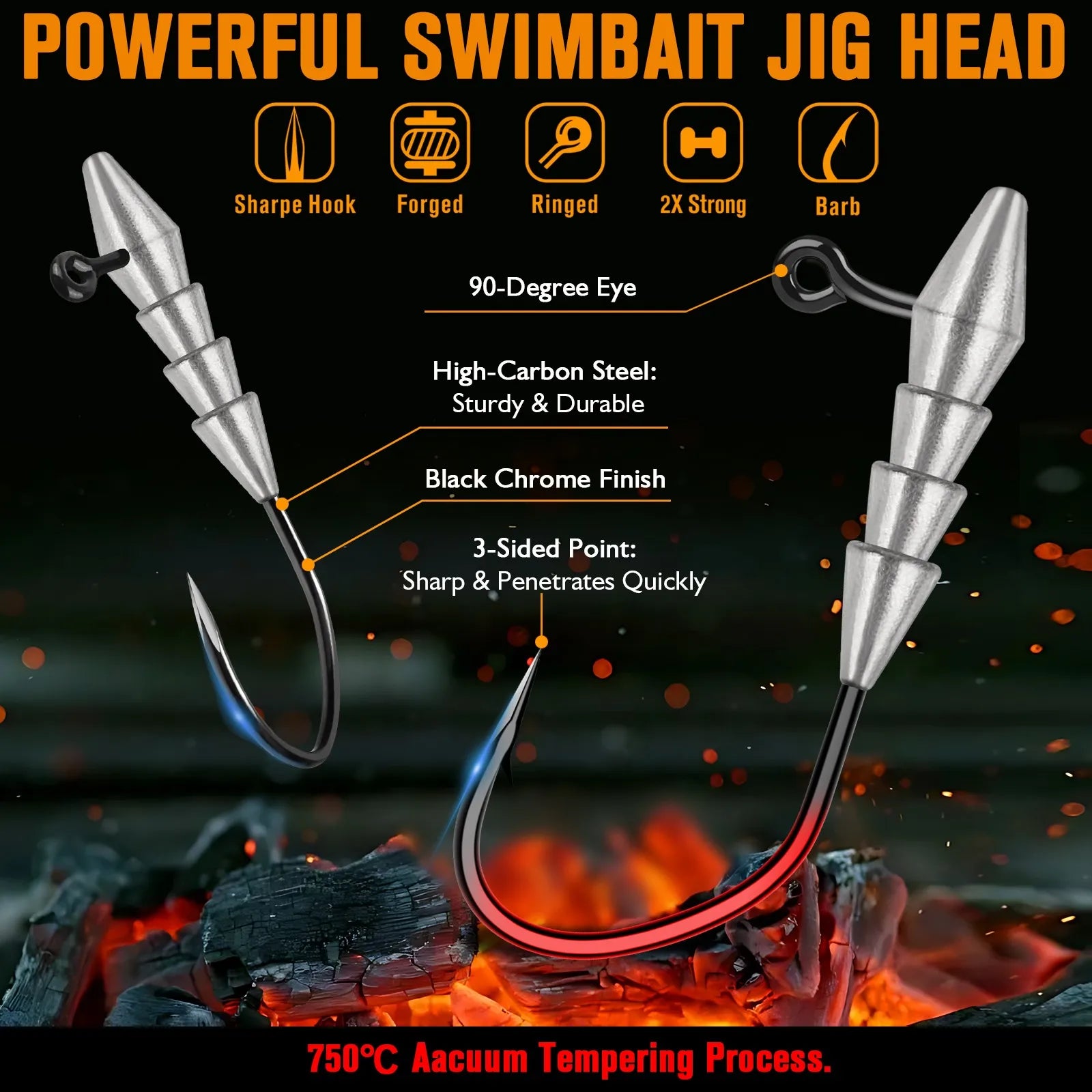 15PCS Hover Rig Jighead Swimbait Fishing Hooks