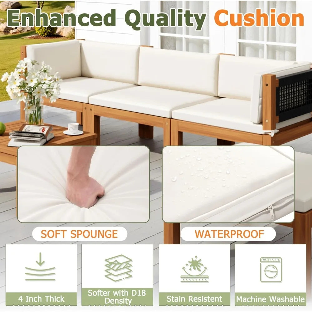 7 Piece Acacia Wood Patio Sofa