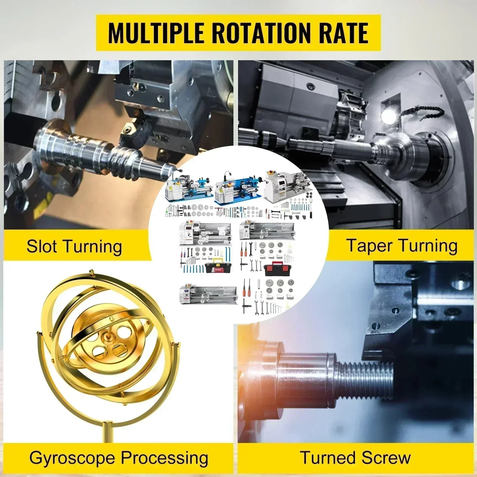 Mini Metal Lathe Variable Speed Large Swing