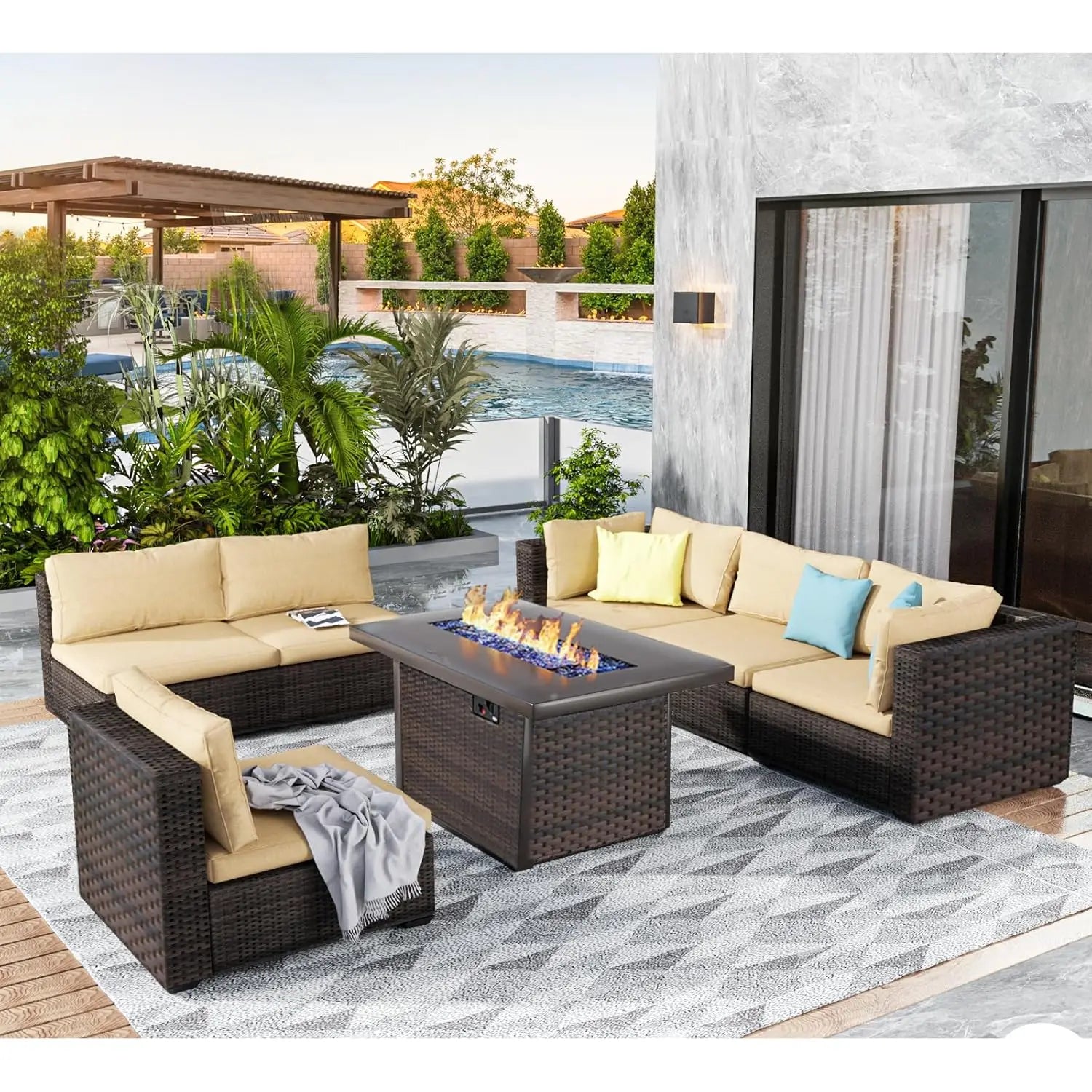 7 Pieces Outdoor Sectional Patio Furniture Set