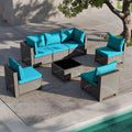 7-Piece Outdoor Patio Furniture Set Grey Rattan Wicker