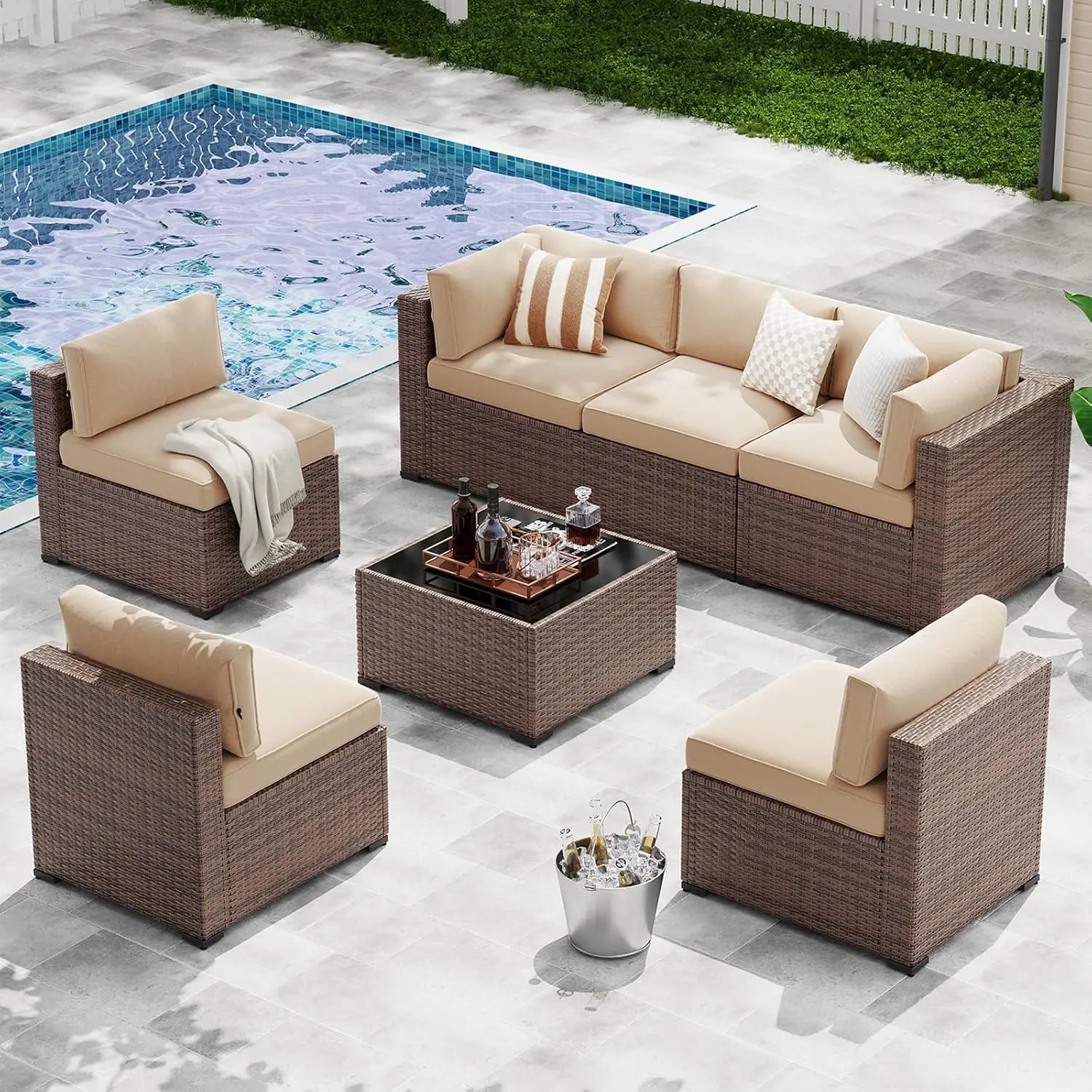 7-Piece Patio Furniture Set Thick Cushions