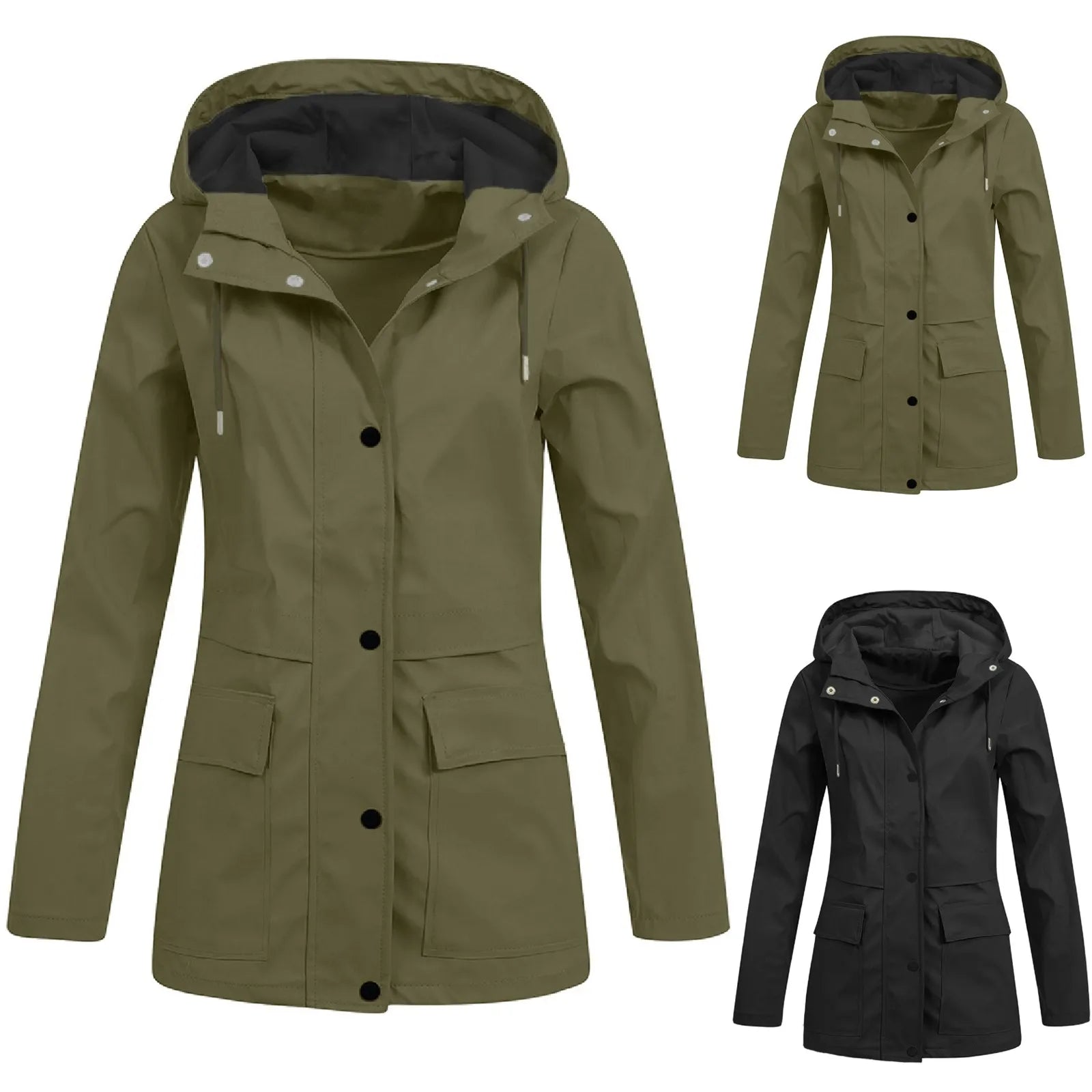 Women Casual Anoraks Solid Zipper Coat