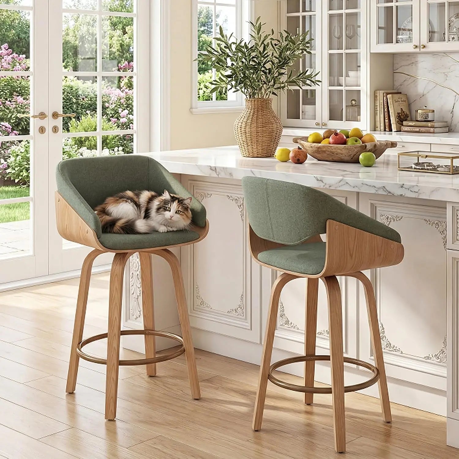 26’’ Modern Barrel Swivel Counter Stools Counter Height
