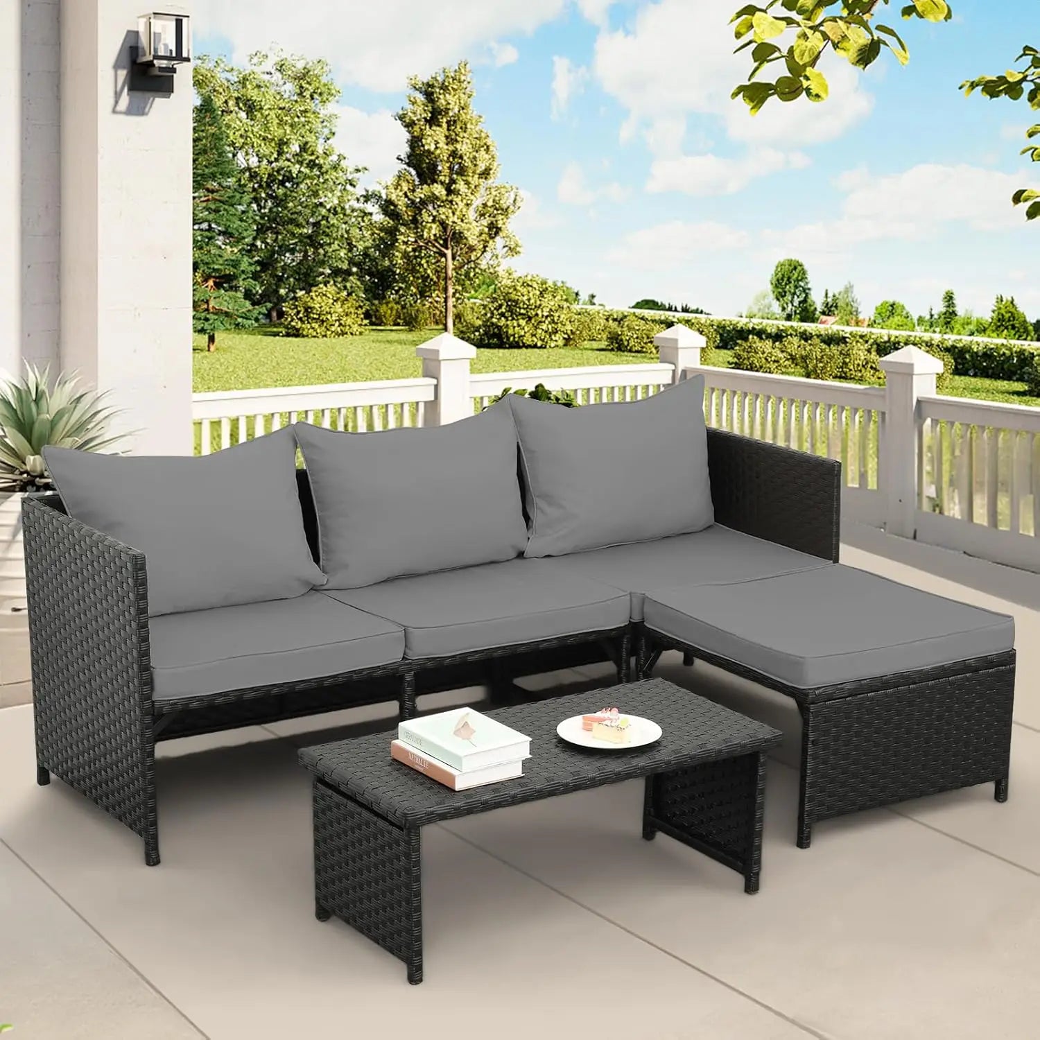 3-Piece Outdoor Rattan Furniture Set