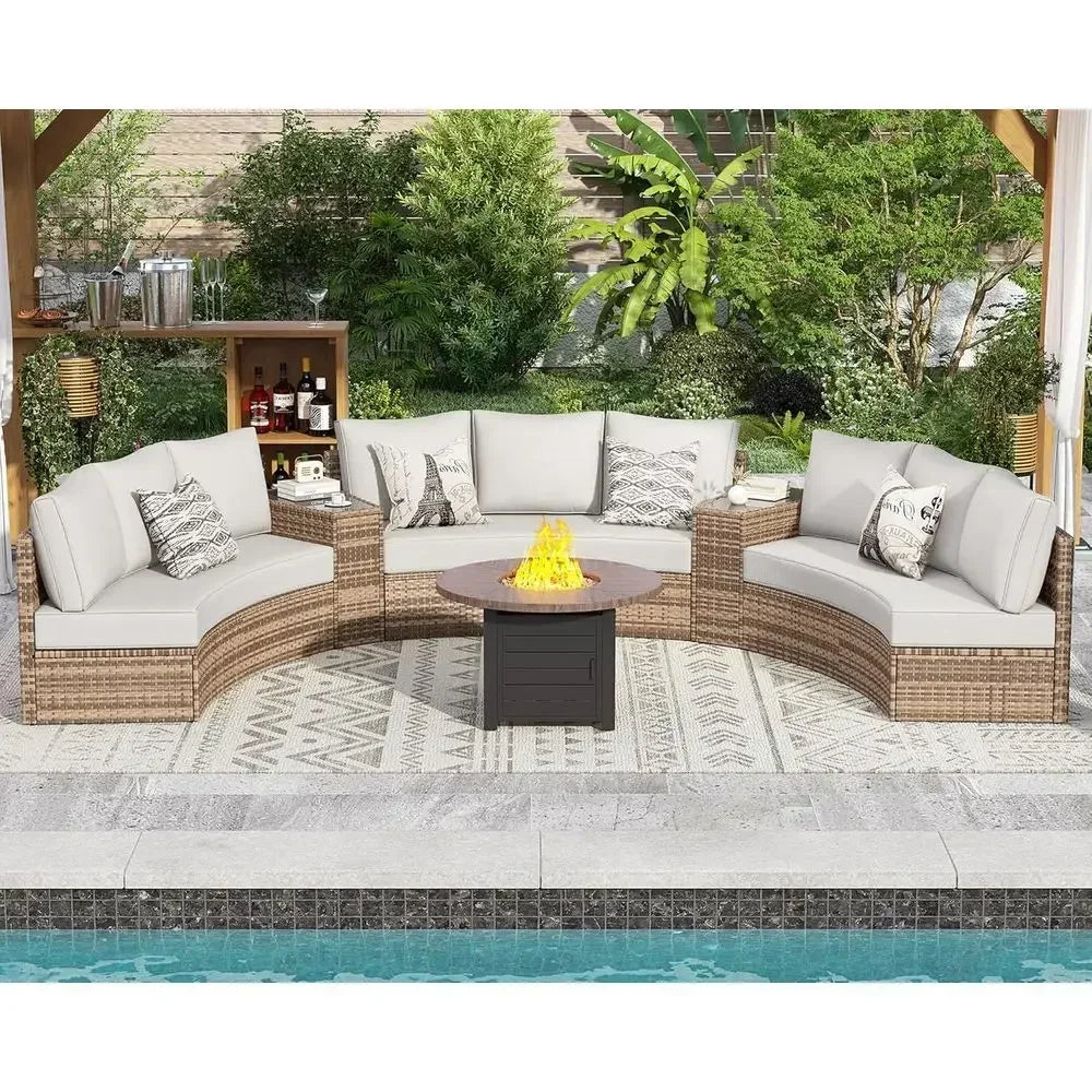 11-Piece Outdoor Wicker Sectional Sofa Set