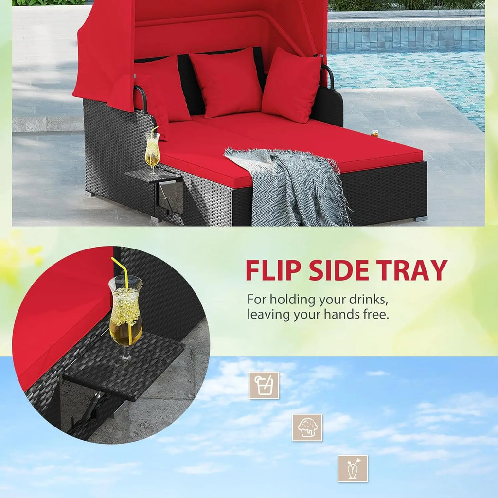 Outdoor Daybed with Canopy 2 Person