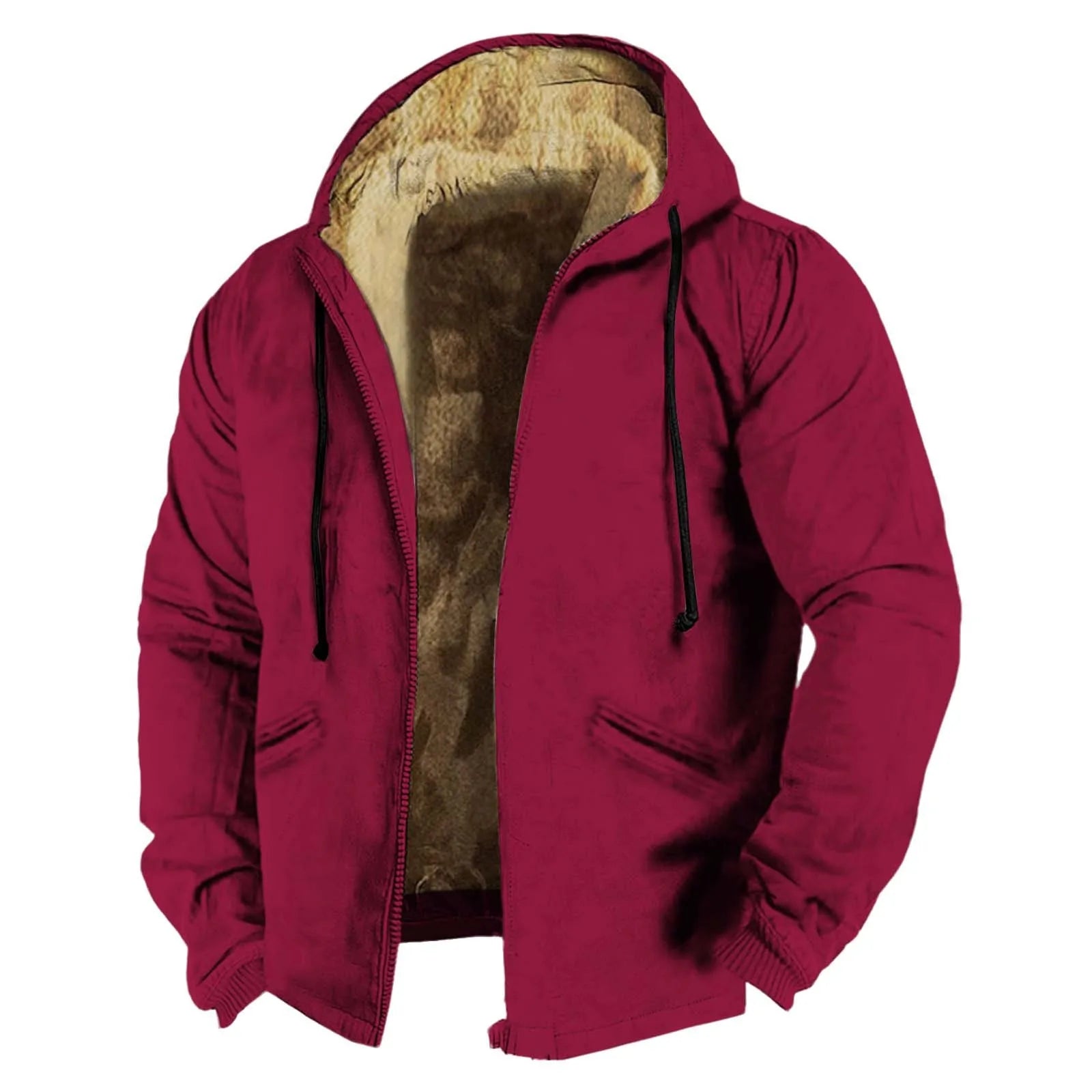 Men Winter Jacket Fleece Lined Solid Color