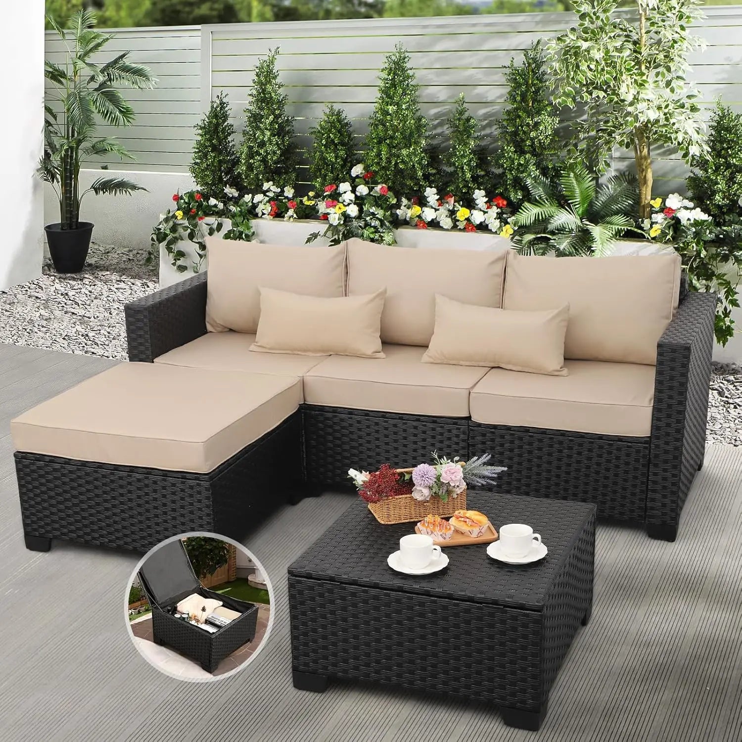 Patio Furniture Set Outdoor Sectional Wicker