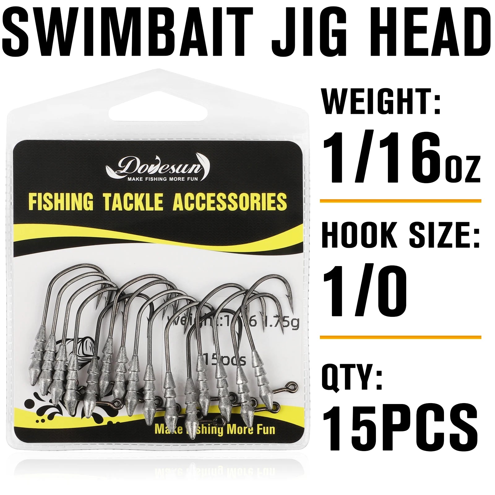 15PCS Hover Rig Jighead Swimbait Fishing Hooks