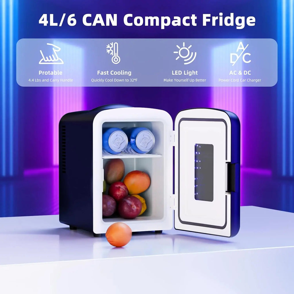 Mini Compact Refrigerator with Gaming Light 4L Capacity