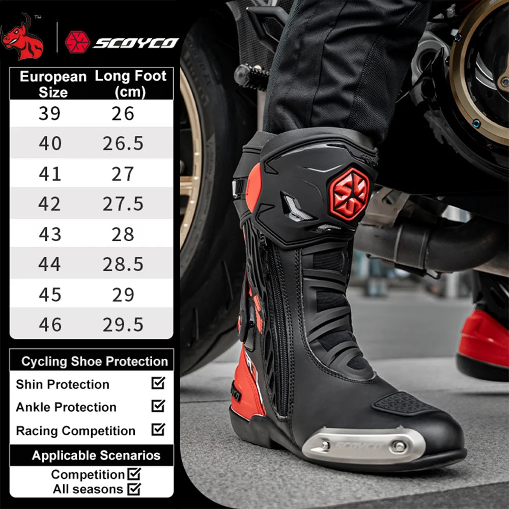 Motorcycle Boots For Men Anti-Slip Sole Ankle Support All-Terrain Grip