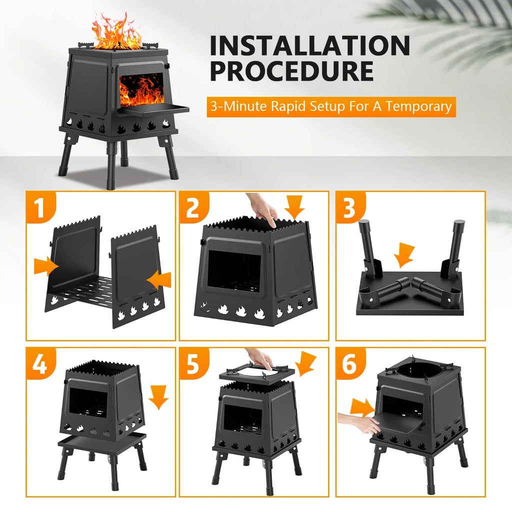 Wood Burning Camp Stove Portable Cast Iron
