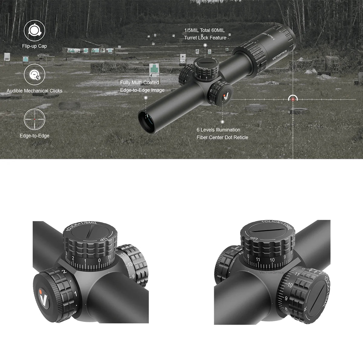Rifle Scope Fiber Reticle Bright Dot