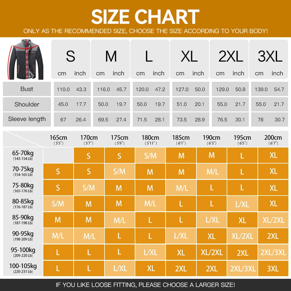 Mens Jacket Winter Warm Bomber Quilted Coat Lightweight