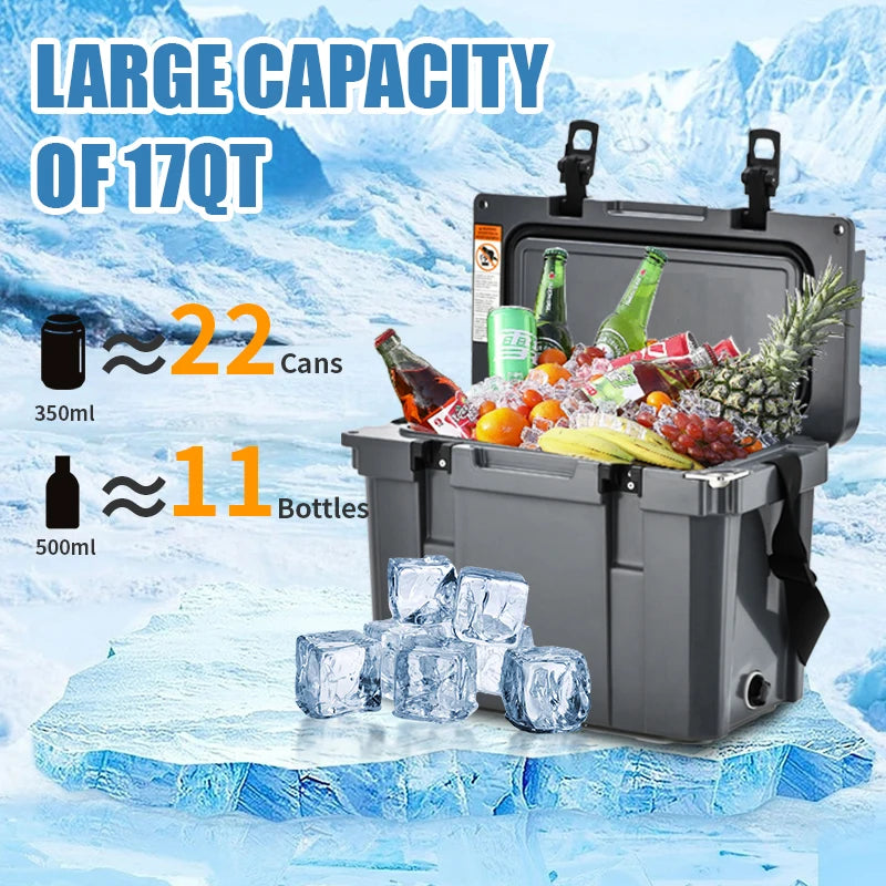 17QT Portable Rotomolded Hard Cooler