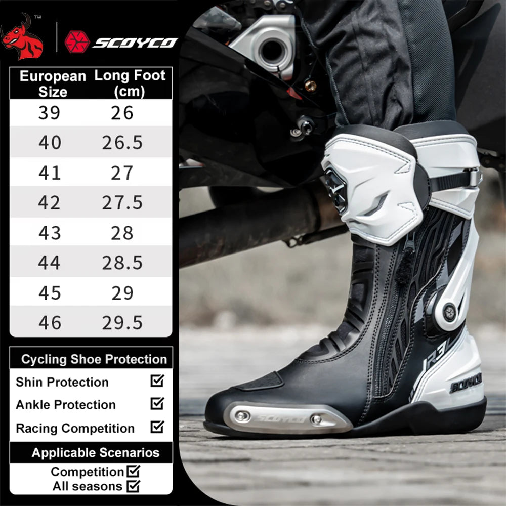 Motorcycle Boots For Men Anti-Slip Sole Ankle Support All-Terrain Grip