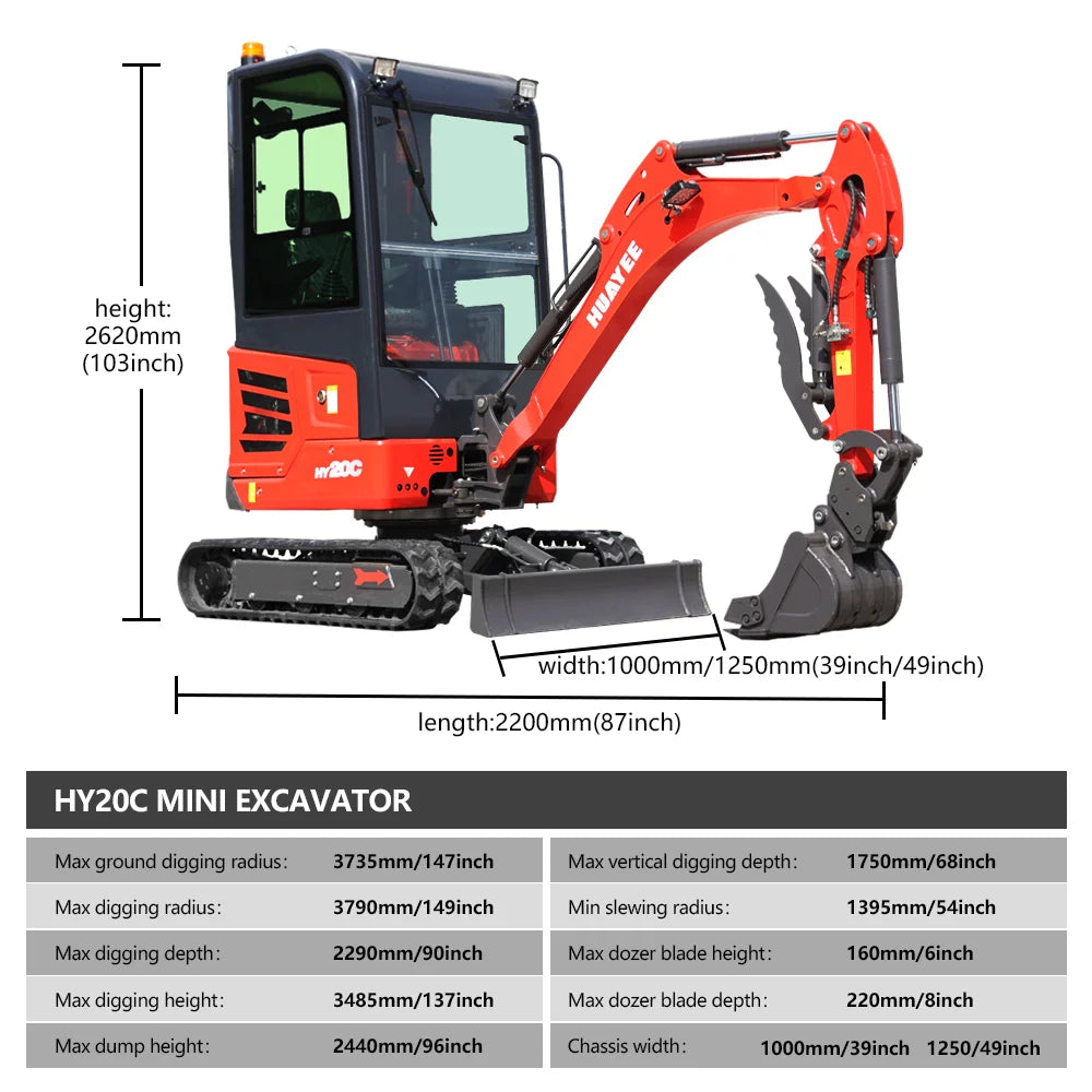 Kubota Engine 2-ton Mini Excavator