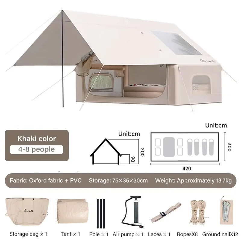 2-in-1 Auto Inflatable Tent with Sunshade Waterproof