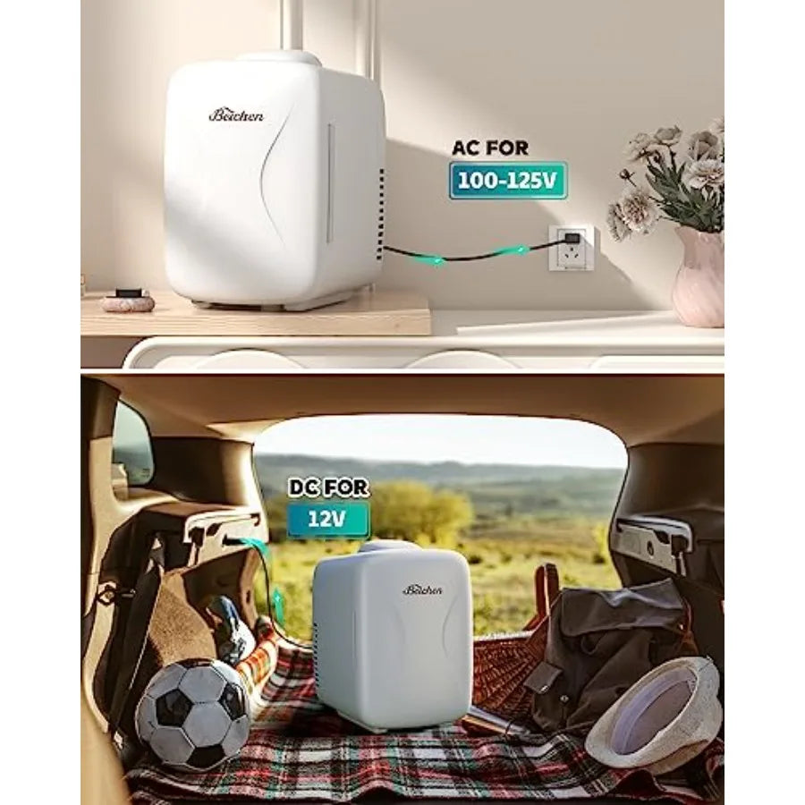 Mini Fridge [Upgrade], Small Fridge Rapid Cooling 4 Liter/6 Cans Skincare Fridge, Cooler and Warmer Refrigerators for Bedroom,