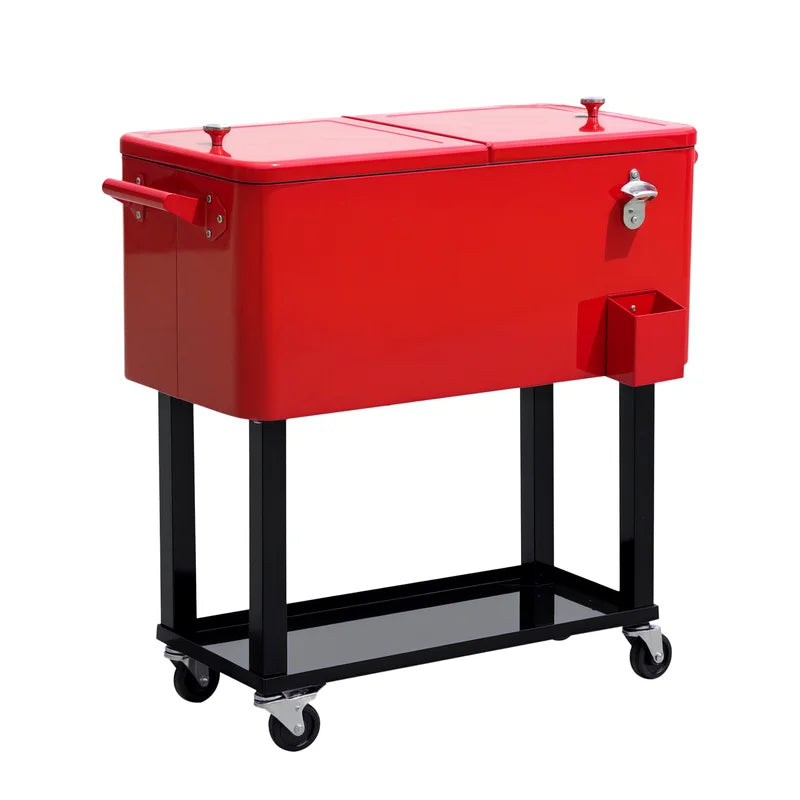 80 QT Rolling Cooling Bins Ice Chest on Wheels