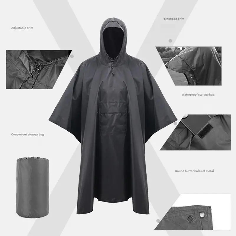 Outdoor Camping Raincoat Poncho Waterproof Long