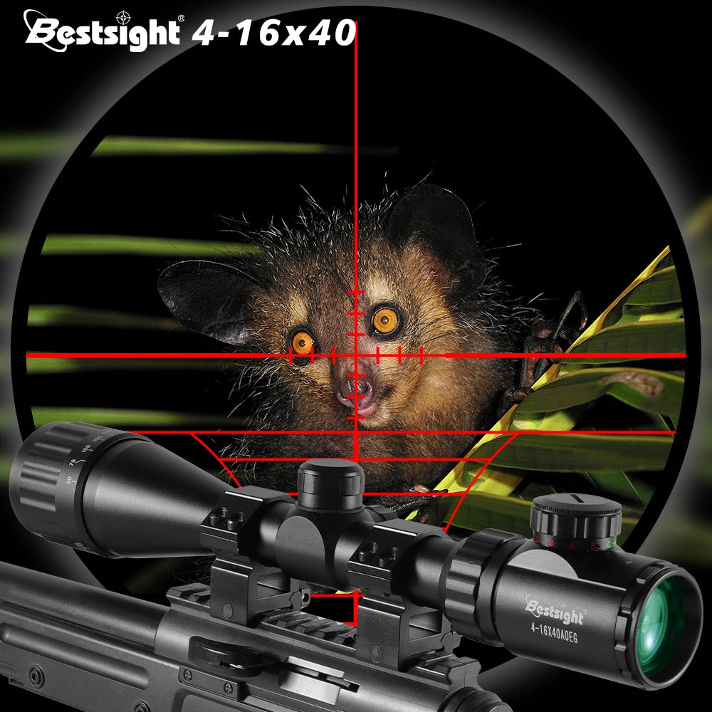 4-16X40 Optics Hunting Rifle Scope Red & Green Dot Illuminated Sight