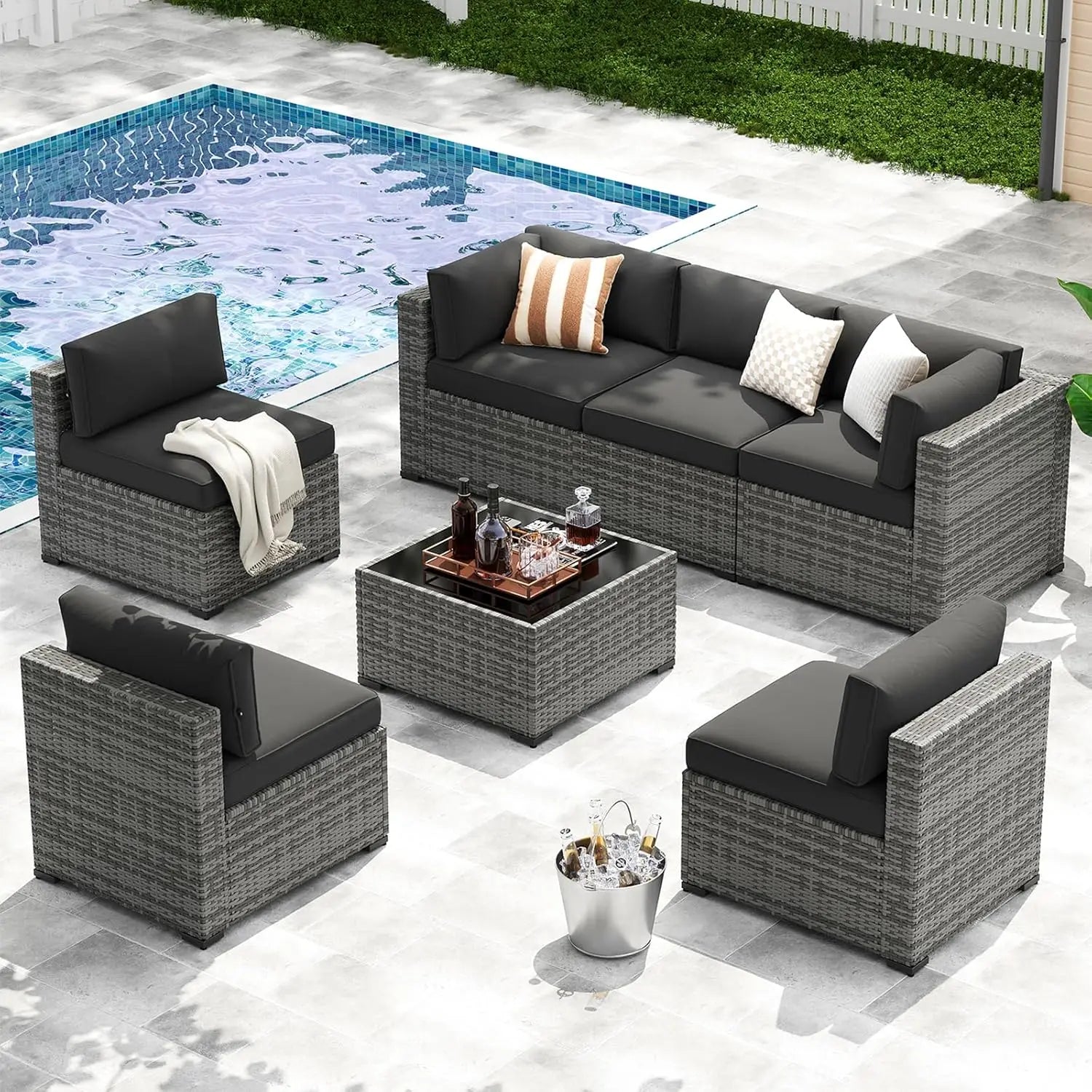 7-Piece Patio Furniture Set Thick Cushions