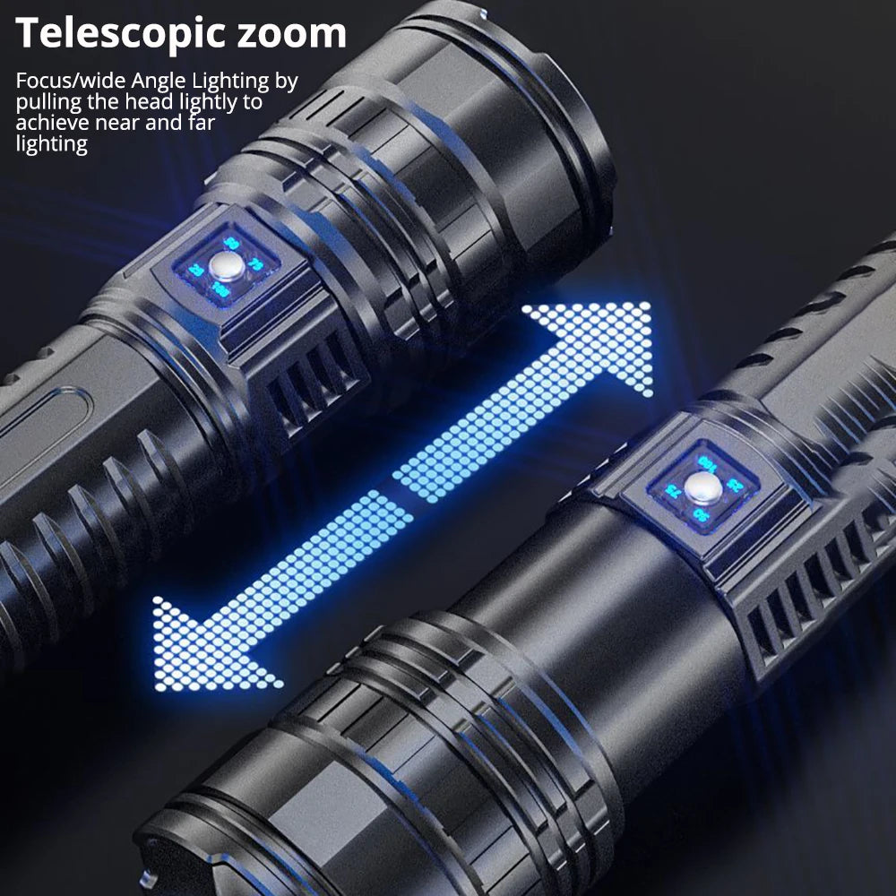 1000W Flash Light Emergency Spotlight 9km Tactical Torch