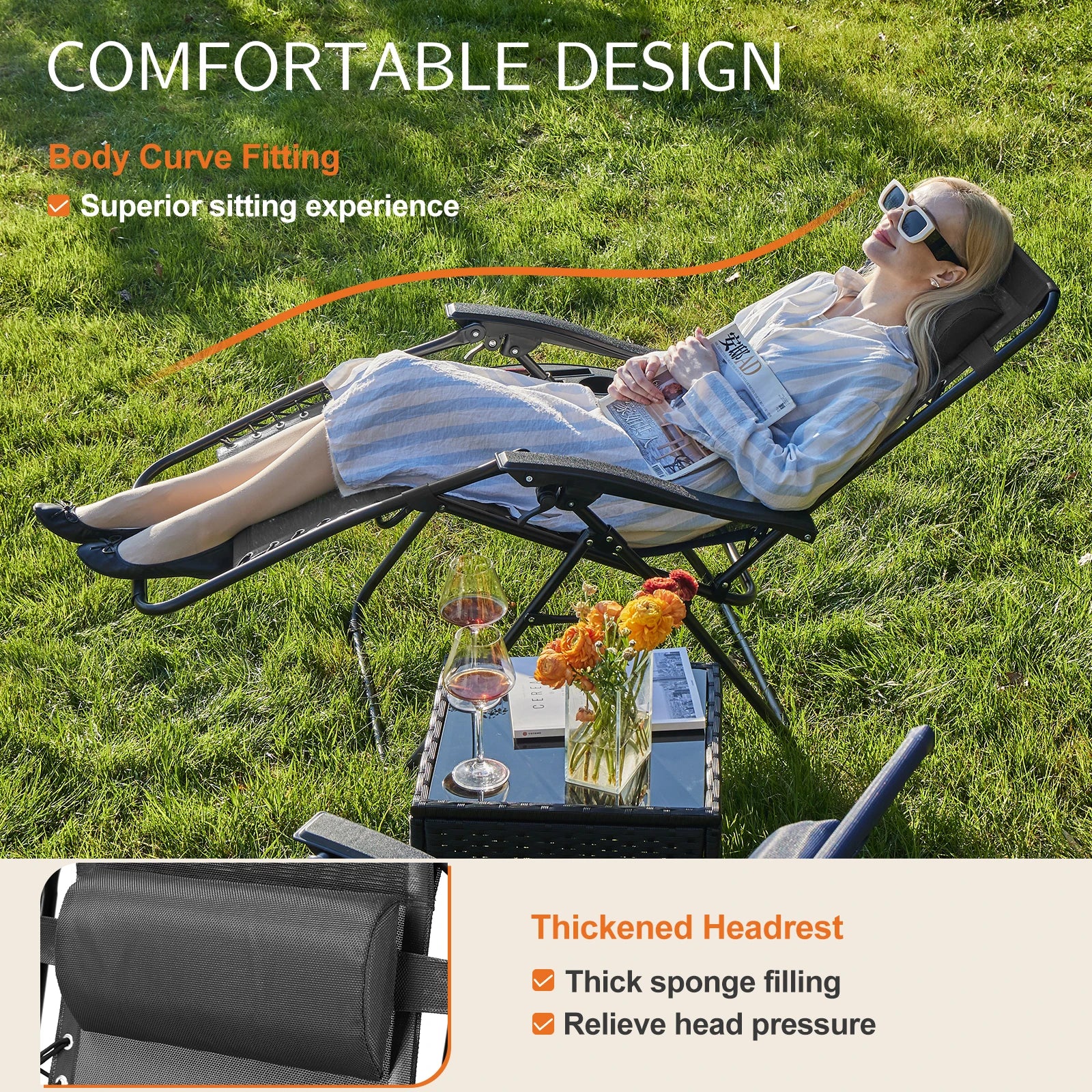 Zero Gravity Set of 2 Portable Recliner Pillow